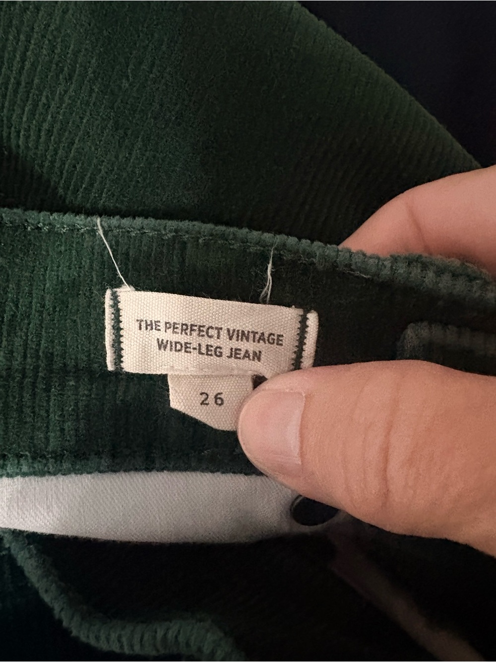 Madewell Perfect Vintage Wide Leg Corduroy Dark Green size 26 #1237 - Picture 6 of 8